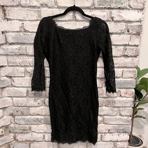 Diane von Furstenberg black lace mini dress size 2